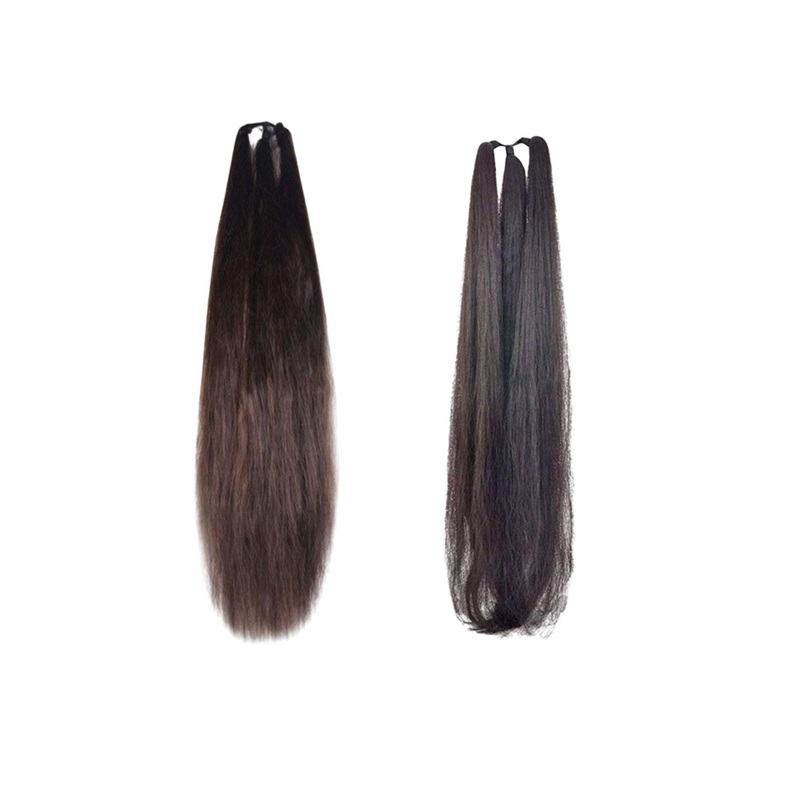 GADINFASHION Set Of 2 Halo Straight Ponytail Hair Extension – Brown – 24 Inch