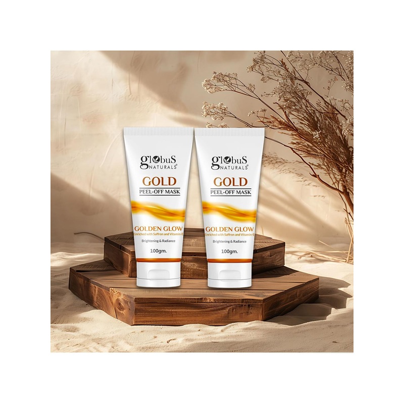 Globus naturals Set Of 2 Golden Glow Saffron & Vit E Gold Peel Off Mask 200gm