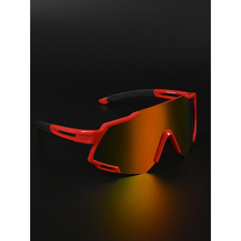 Irayz Unisex Red Lens & Red Sports Sunglasses with UV Protected Lens Irz_Bull Red
