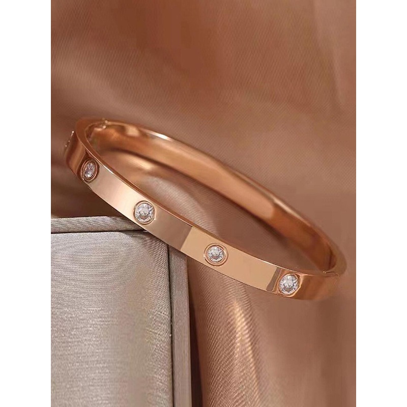 Jewels Galaxy Women Rose Gold-Plated American Diamond Kada Bracelet