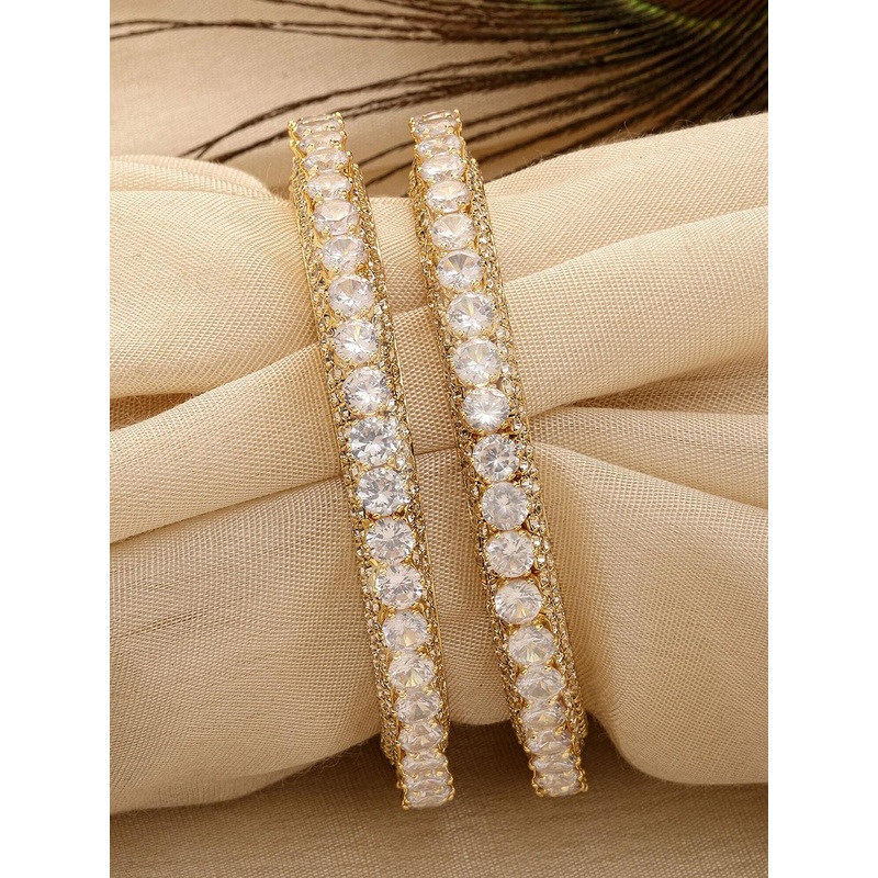 KARATCART Set Of 2 Gold-Plated AD  Bangle