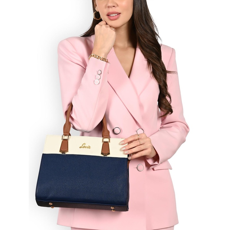 Lavie Colourblocked Structured Satchel with Tasselled