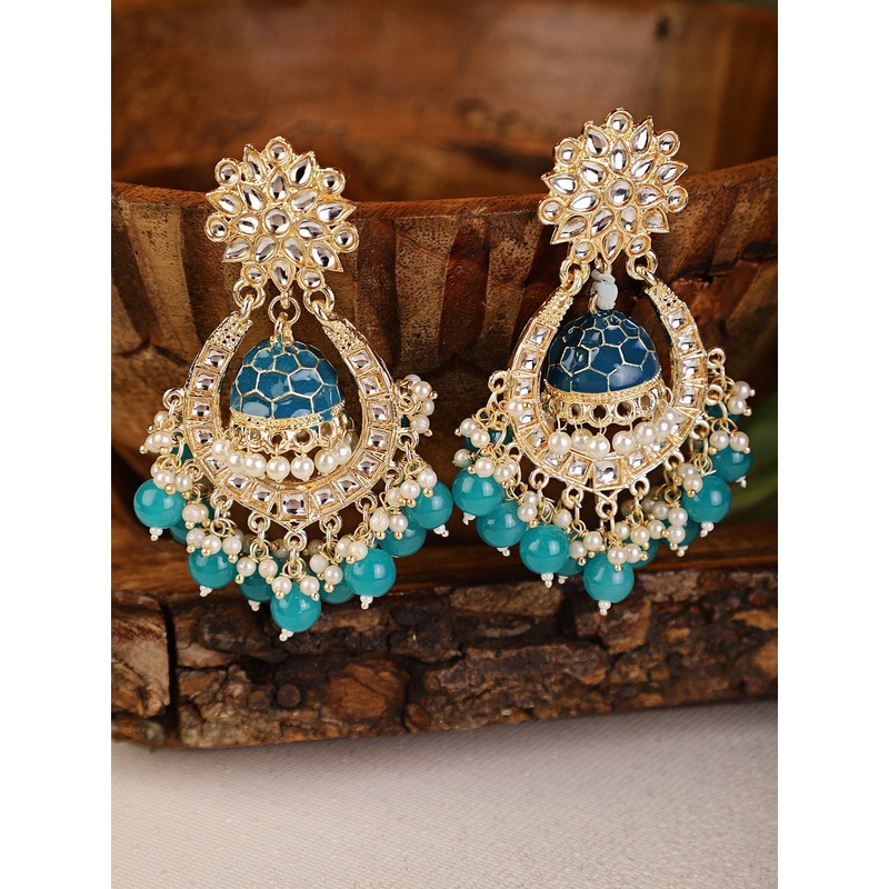 Shining Diva Blue Classic Chandbalis Earrings