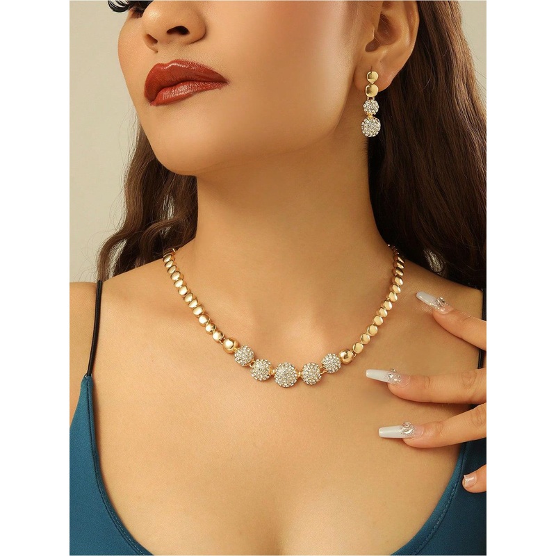 Shining Diva Fashion Gold-Plated Crystals Studded Jewellery Set