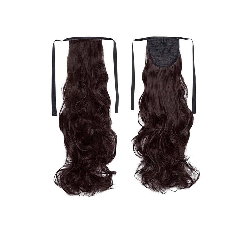 VIEWS Tape-In Wavy Ponytail Premium Heat-Resistant Hair Extension – Brown – 24 Inch