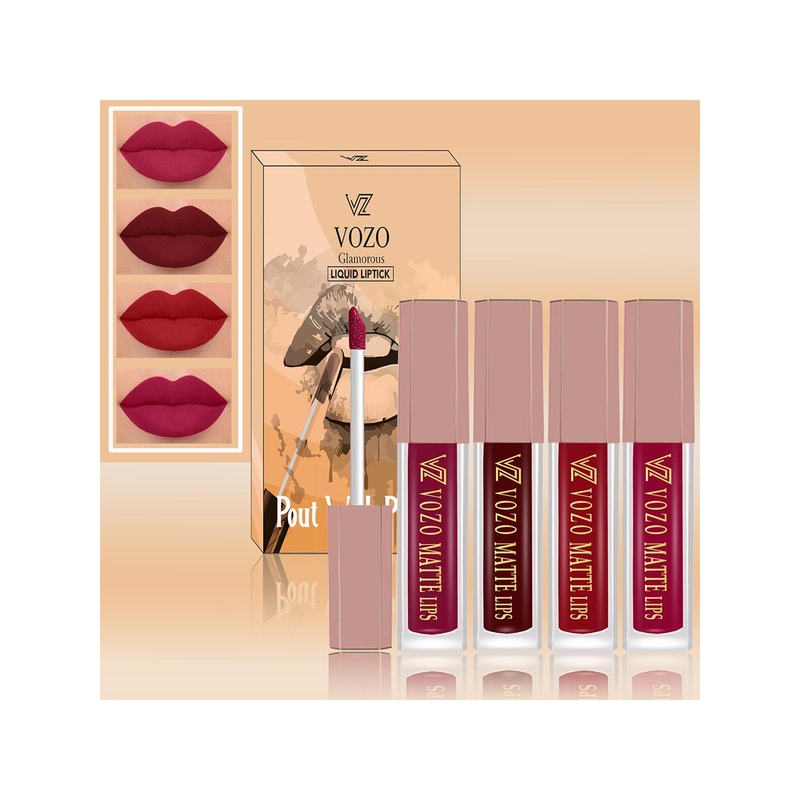 VOZO Set Of 4 Long Lasting Matte Finish Liquid Lipsticks-101-103-104-105