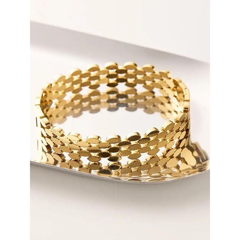 DIVASTRI American Diamond Antique Stainless Steel Gold-Plated Kada Bracelet