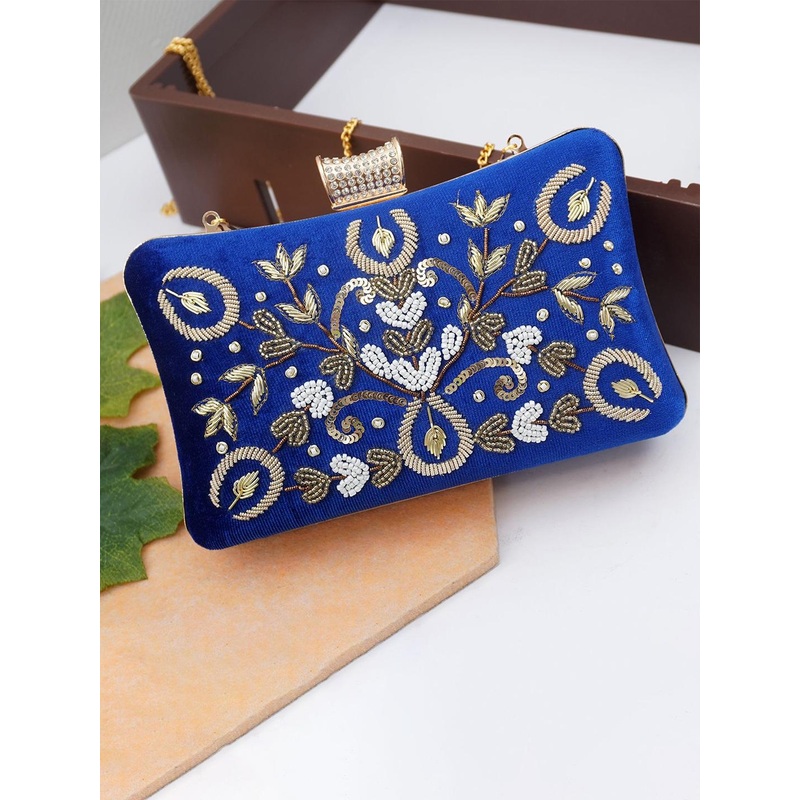 FOR THE BEAUTIFUL YOU Embroidered Box Clutch
