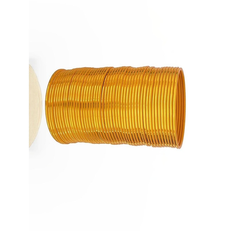Guddan Set of 48 Yellow Glossy Metal Bangles