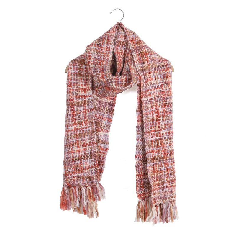 HANDICRAFT PALACE Women Pink & Blue Checked Acrylic Scarf