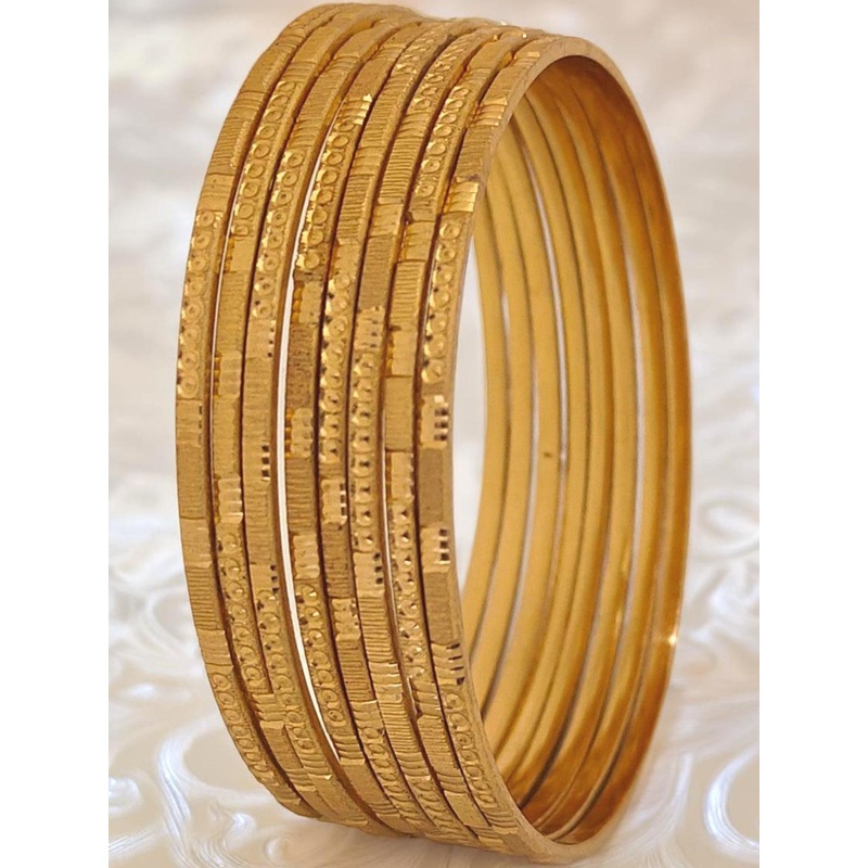 Jewels Kafe Pack of 8 Brass Gold-plated Bangle Set