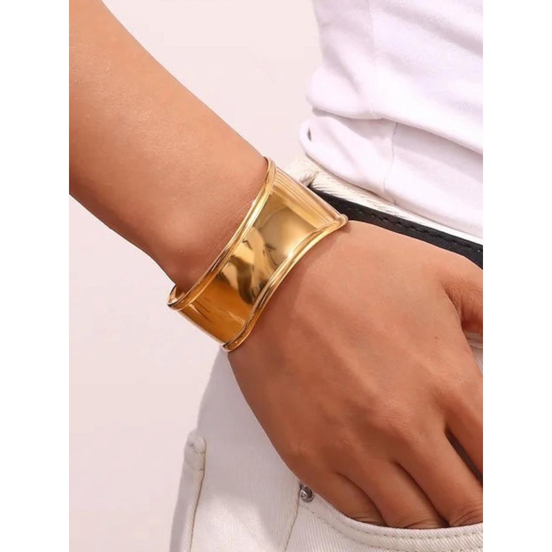 JEWILLEY 18k Gold-Plated Stainless Steel Cuff Bracelet