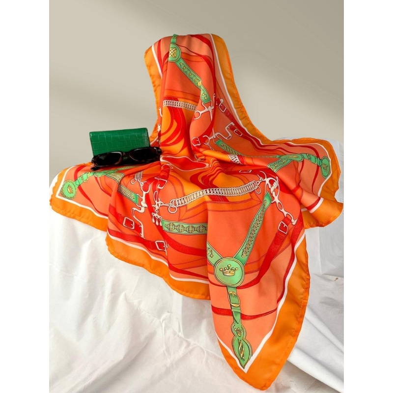 KLISHAA ART Women Orange Printed Scarf