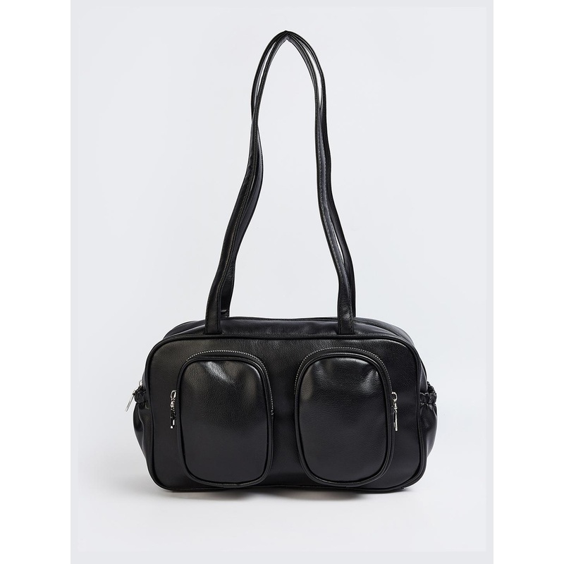 max PU Structured Shoulder Bag with Cut Work