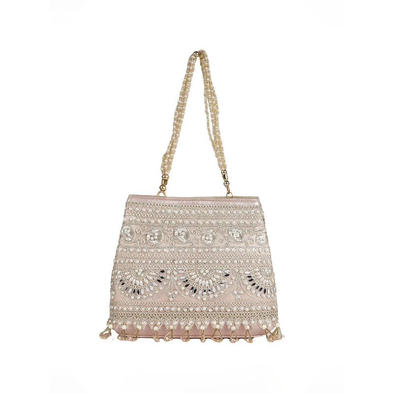 NEVIS Embroidered Wrist Loop Potli Clutch