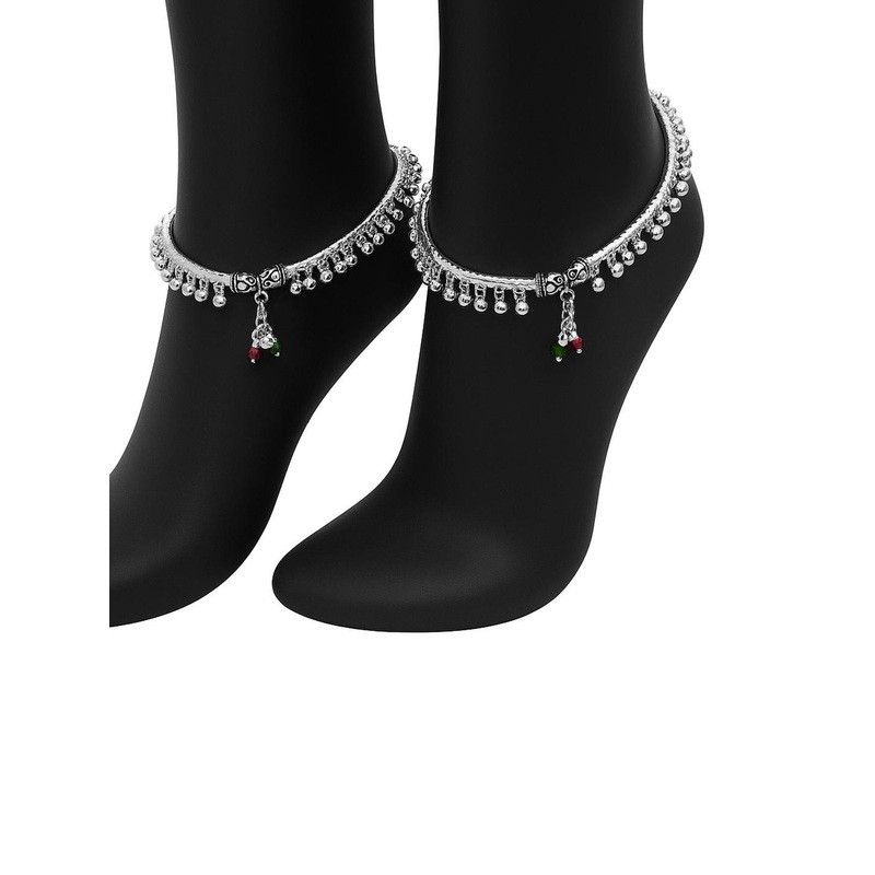 Set Of 2 Nug Ghungroo Leg Payal Foot Kada Anklets