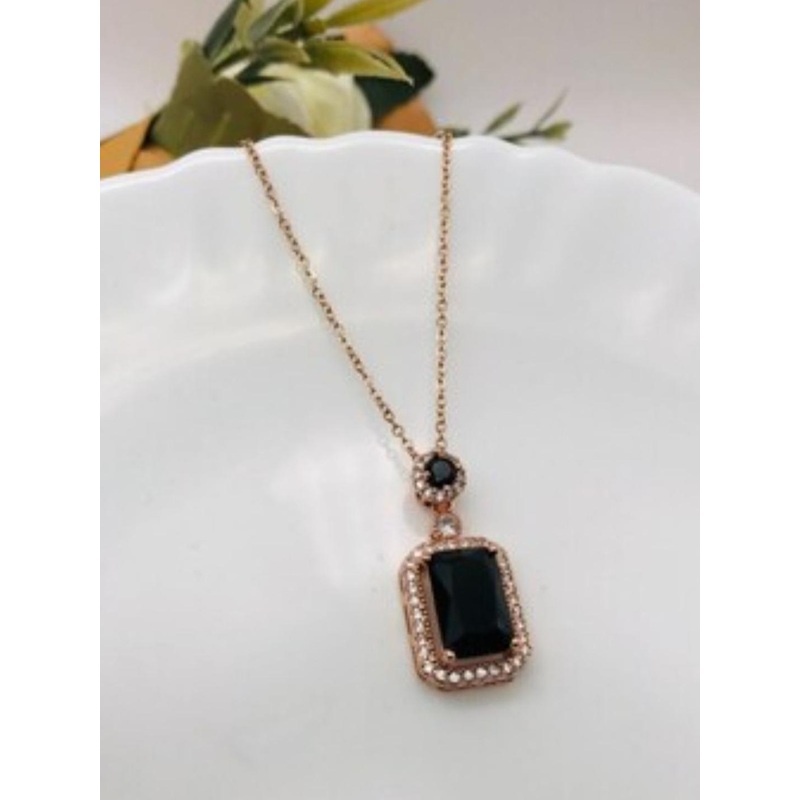 V FASHION JEWELLERY Rose Gold-Plated Stainless Steel Cubic Zirconia Minimal Chain