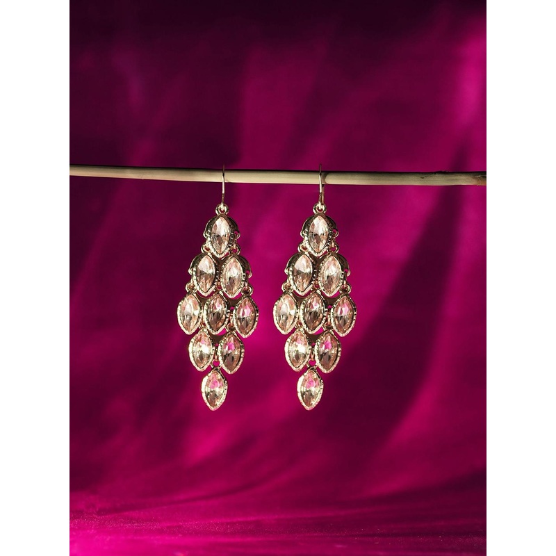 Accessorize Crystals Studded Teardrop Shaped Drop Earrings