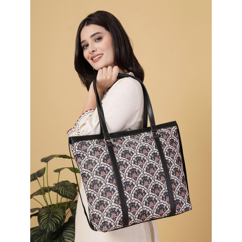 Anouk Floral Printed PU Shopper Tote Bag
