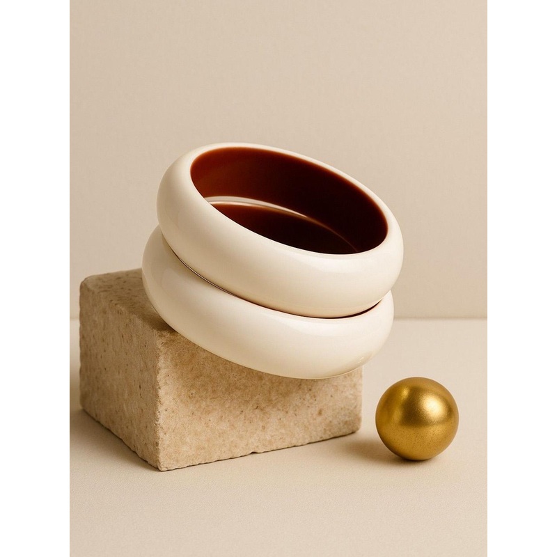 ATIBELLE Set Of 2 Round Shaped Glossy Resin Bangles