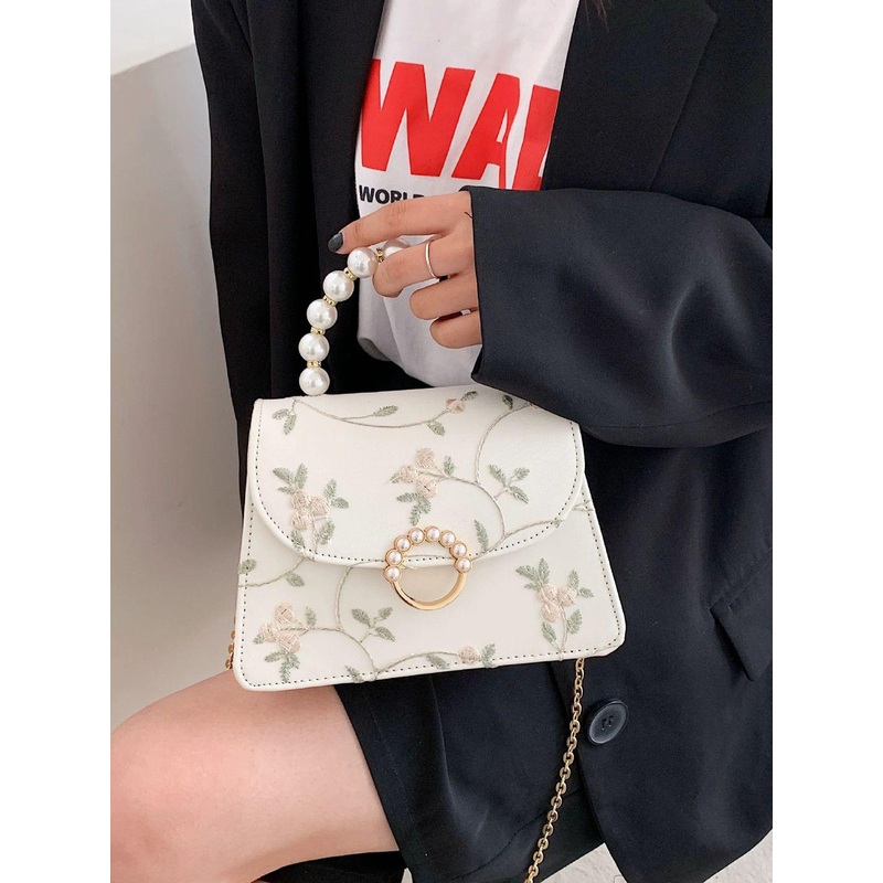 CORSICA Embellished PU Structured Handheld Bag