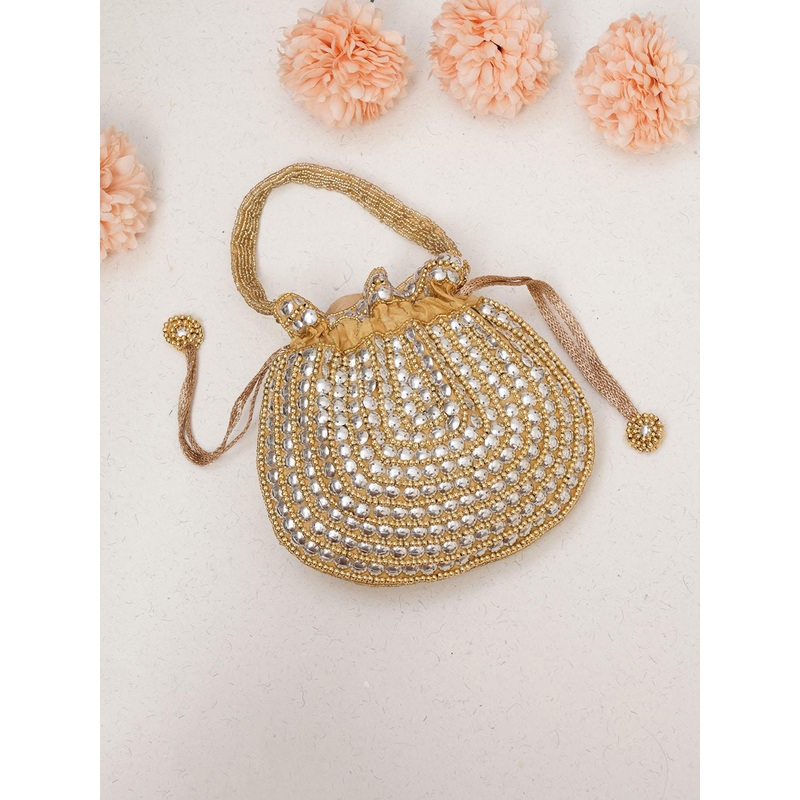 FABBHUE Embellished Cotton Potli Clutch
