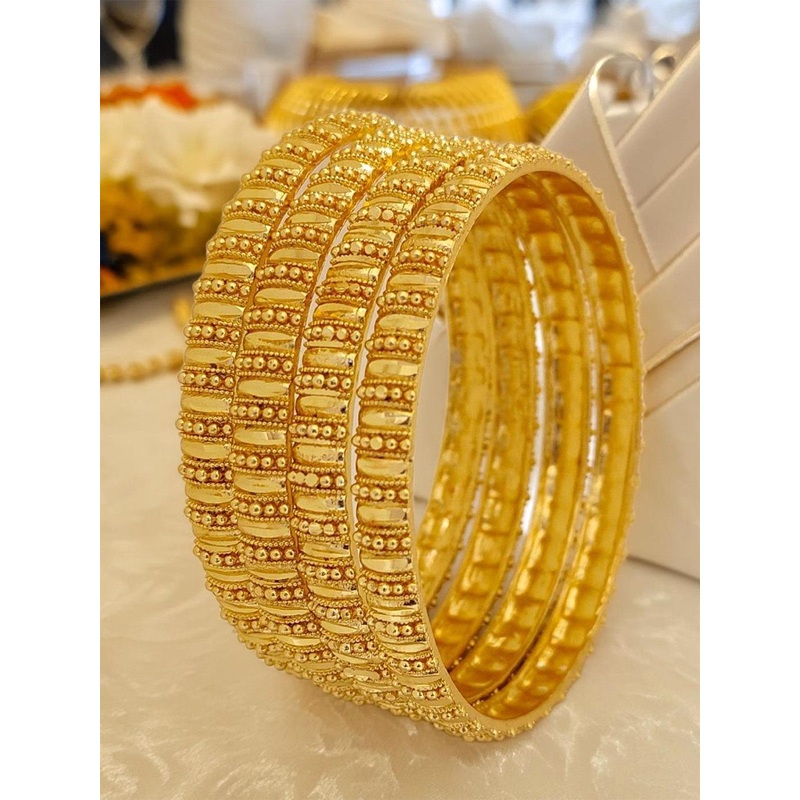 Jewels Kafe Pack of 4 Brass Gold-plated Bangle Set