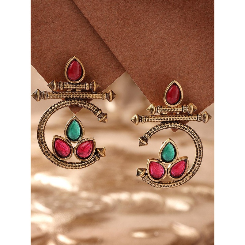KARATCART Gold Plated Kundan Drop Earrings