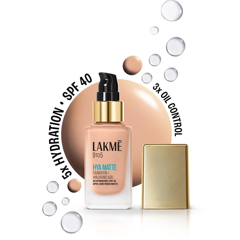 Lakme 9to5 Hya Matte Foundation With Hyaluronic Acid & SPF40 25ml – Warm Sand W160