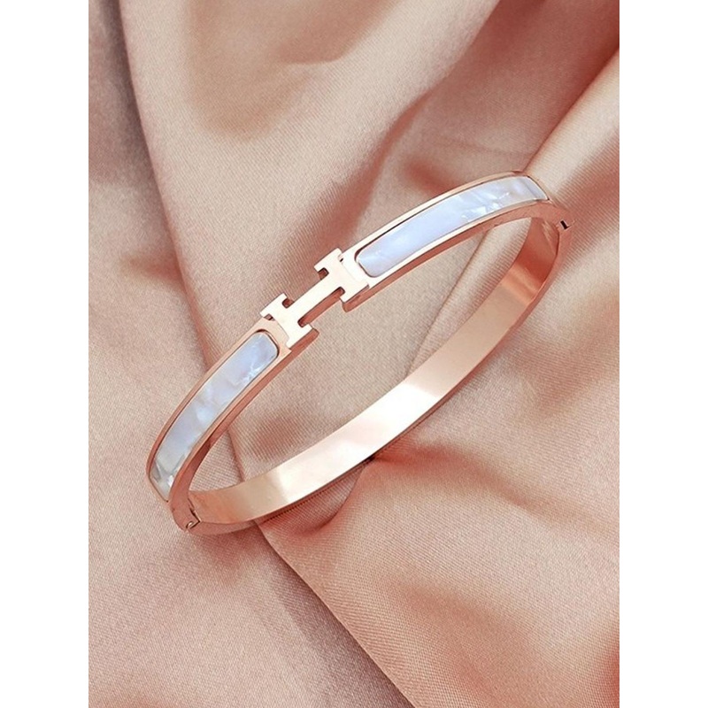 MYKI Rose Gold-Plated Stainless Steel Opal Kada Bracelet