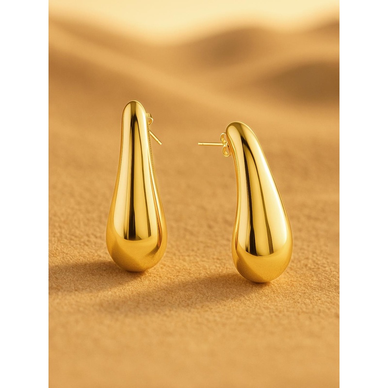 Rubans 18K Gold Plated Stainless Steel Tarnish-Free Demi-Fine Sculptural Drop Earrings