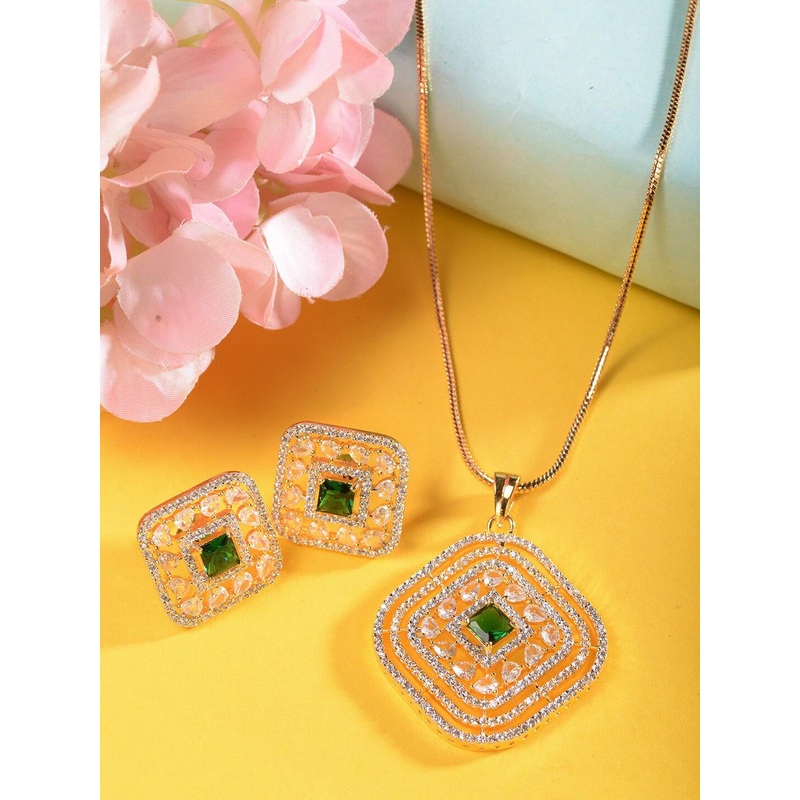 Saraf RS Jewellery Women Green Jewellery Set