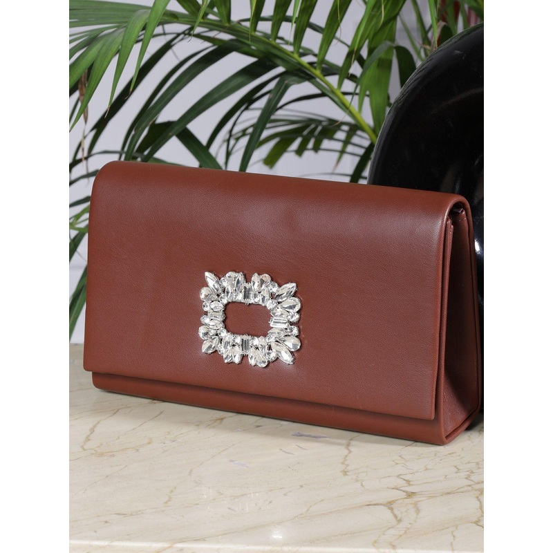 SAZARA Embellished Foldover Clutch