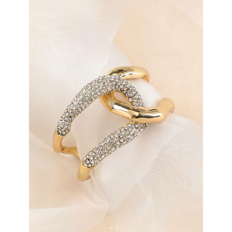 SOHI The Opposta Gold-Plated Stones Studded Cuff Bracelet