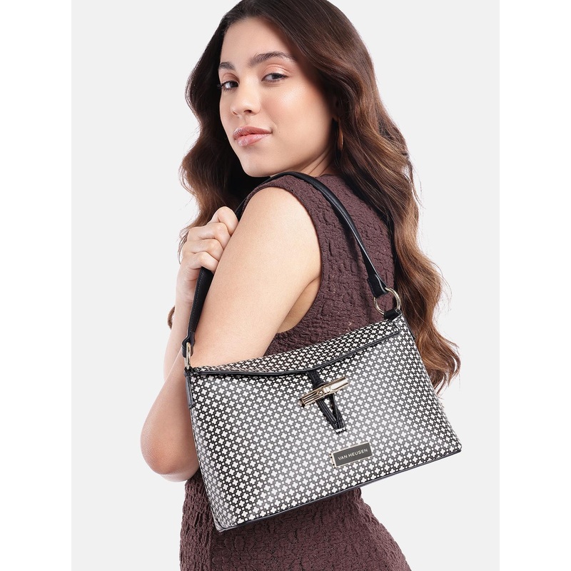 Van Heusen Geometric Printed Baguette Bag