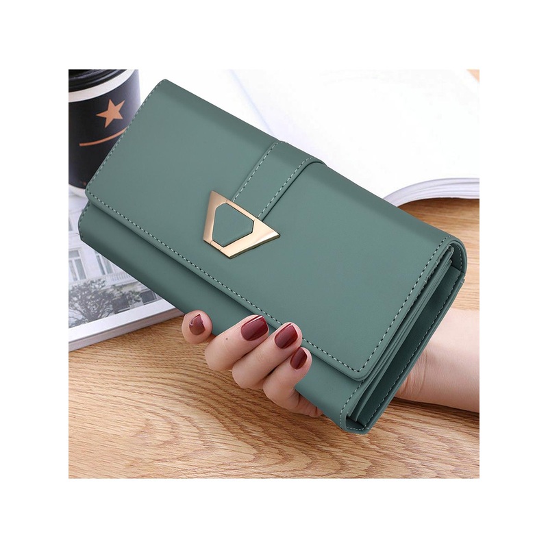 YESSBENZA Women Green Solid Synthetic Leather Envelope Clutch