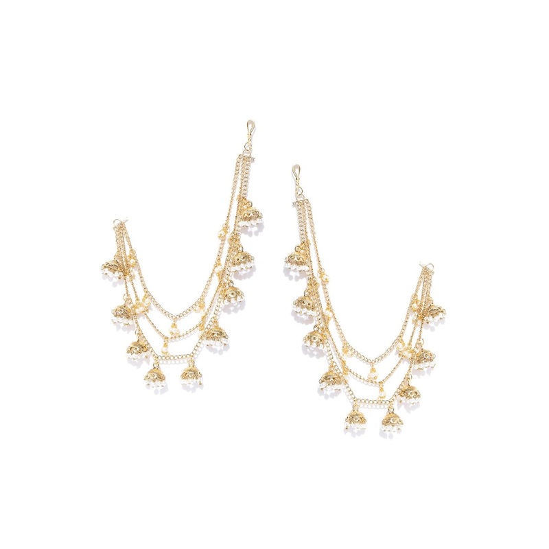 YouBella Gold-Plated & Off White Contemporary Ear Cuff Earrings
