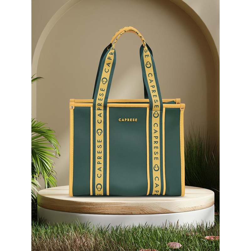 Caprese Trinity Women Green Medium Tote Bag