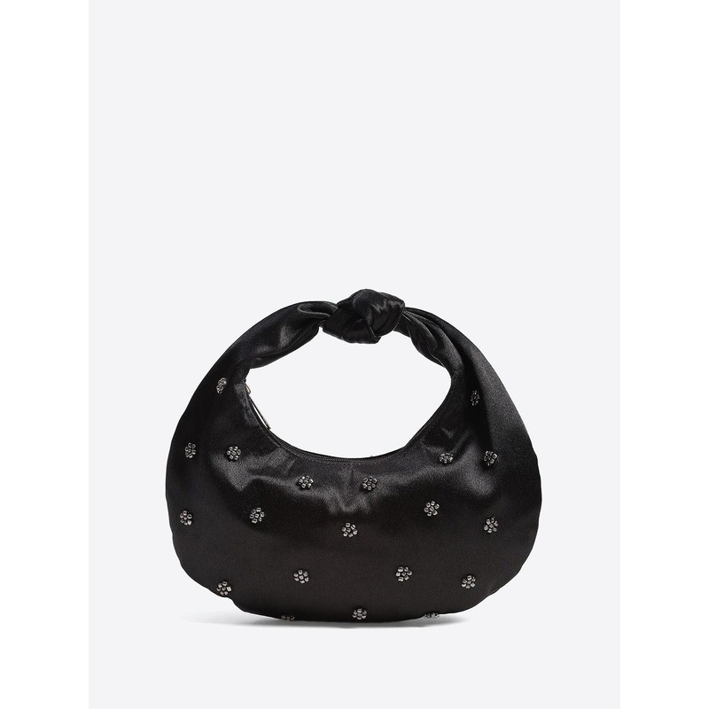 DressBerry Black Embellished Satin Cocktail Party Handbag