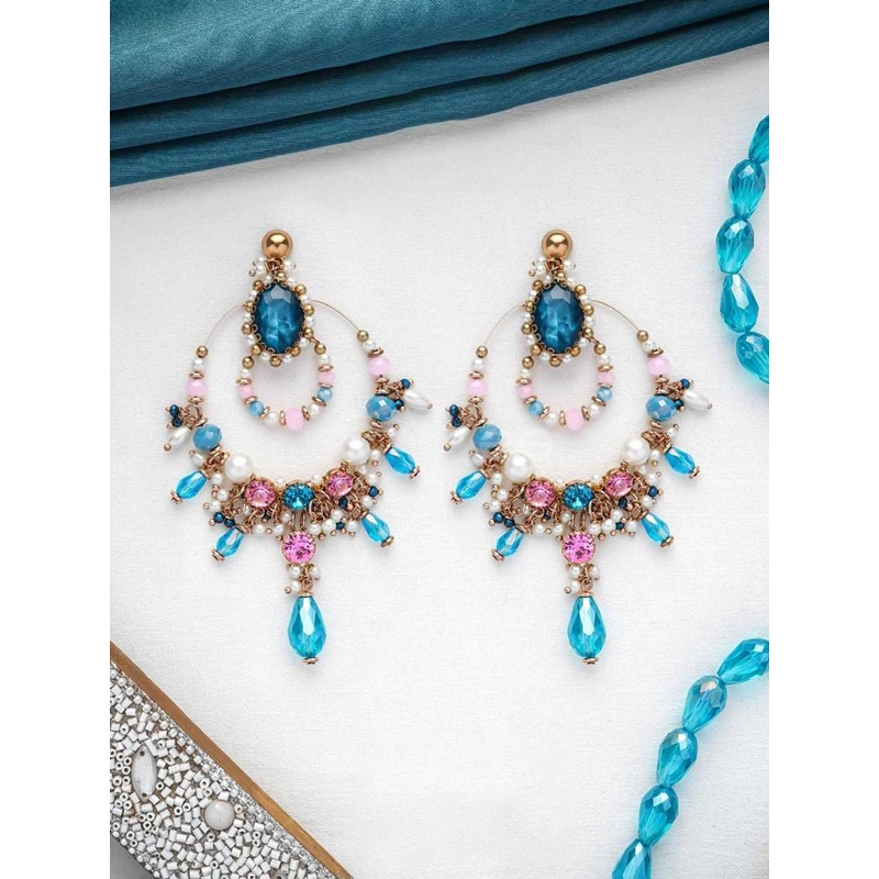 EVERSTYLISH Sanjoya Statement Golden Embellished Earrings
