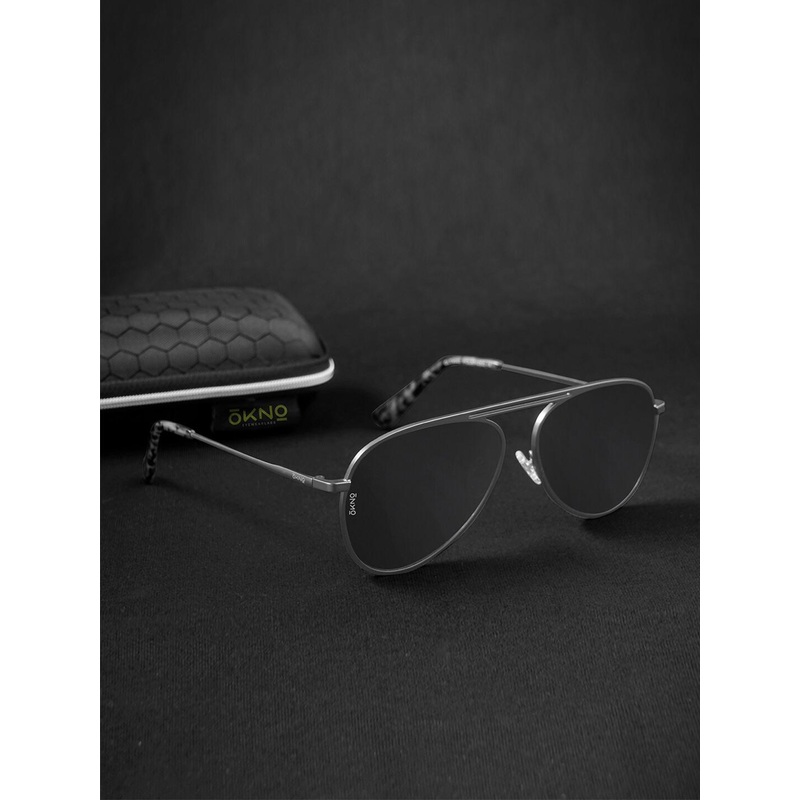 Eyewearlabs Polarised and UV Protected Lens Unisex Metal Black Aviator Sunglasses