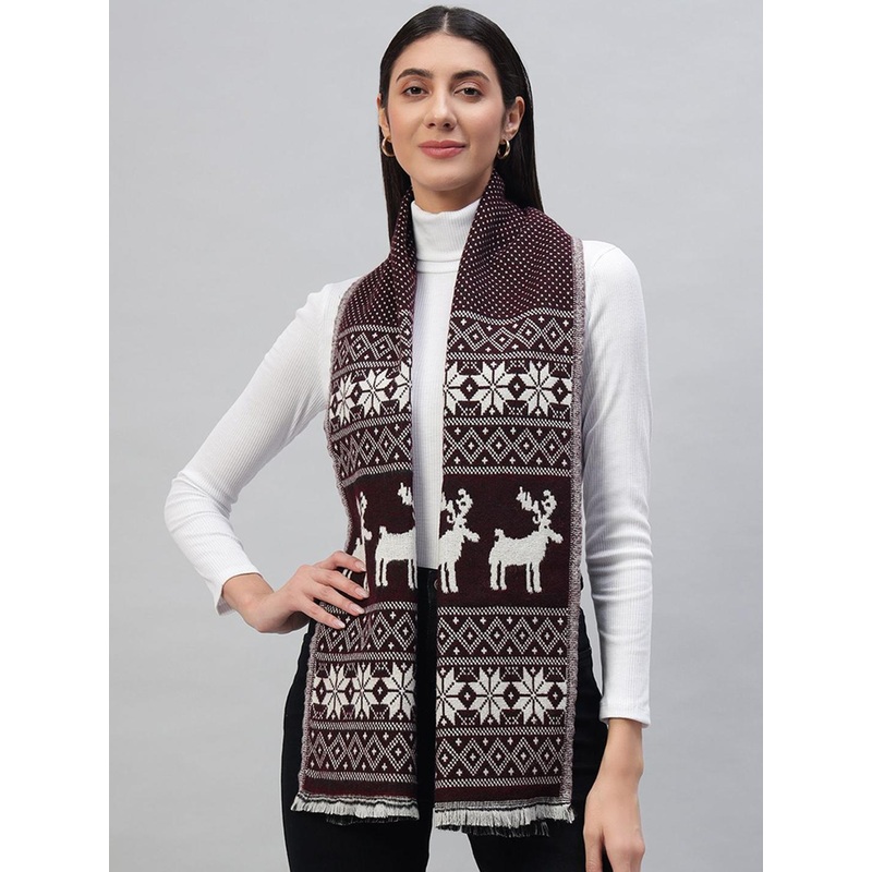 HANDICRAFT PALACE Women Wool Self Design Printed Reversible Scarf