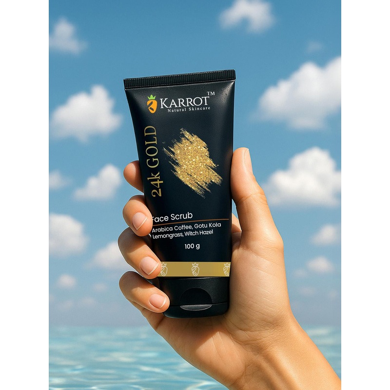 Karrot Natural Skincare 24K Gold Brightening Face Scrub for Glowing Skin – 100 g