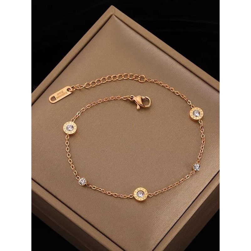MYKI Women Rose Gold-Plated Cubic Zirconia Link Bracelet