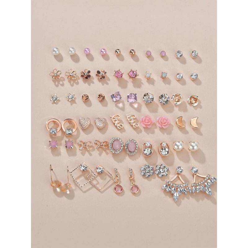 Shining Diva Fashion Set Of 30 Gold-Plated crystals-Studded Contemporary Earrings