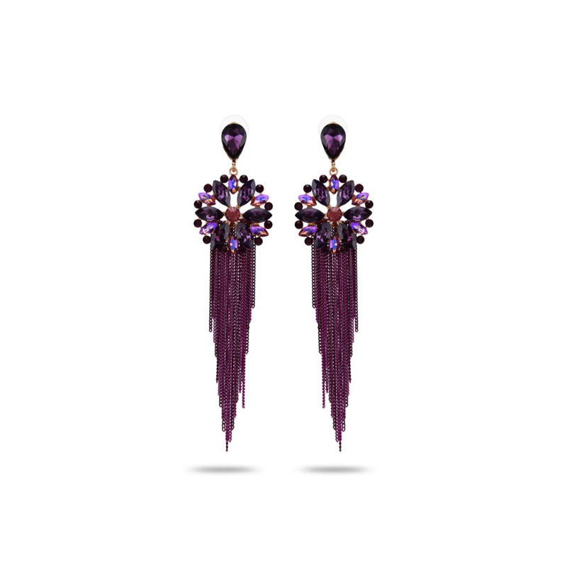 YouBella Gold-Plated Artificial Stones Studded Floral Shaped Drop Earrings