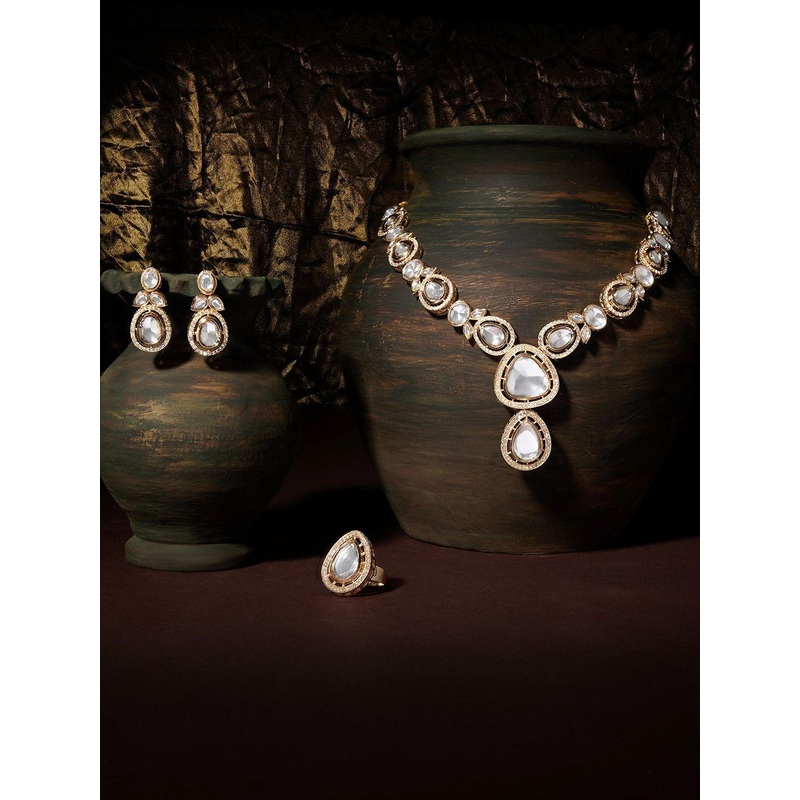 AMI Gold-Plated Austrian Diamonds-Studded Jewellery Set