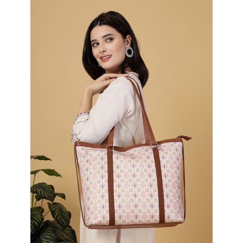 Anouk Ethnic Motifs Printed PU Shopper Tote Bag