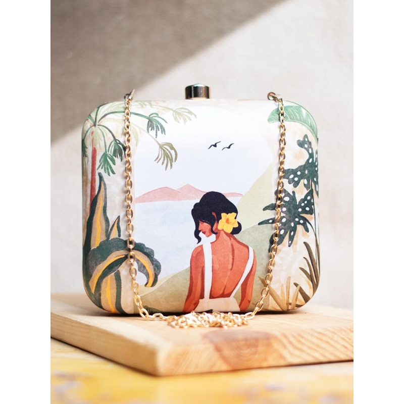 ARTKLIM Printed Box Clutch