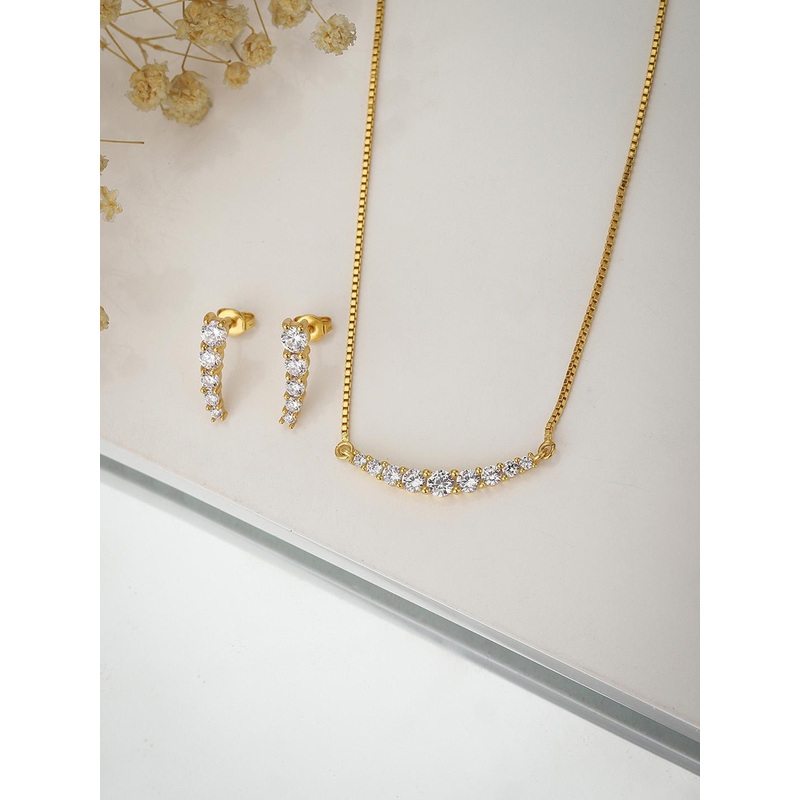 Carlton London Gold-Plated CZ-Studded Jewellery Set